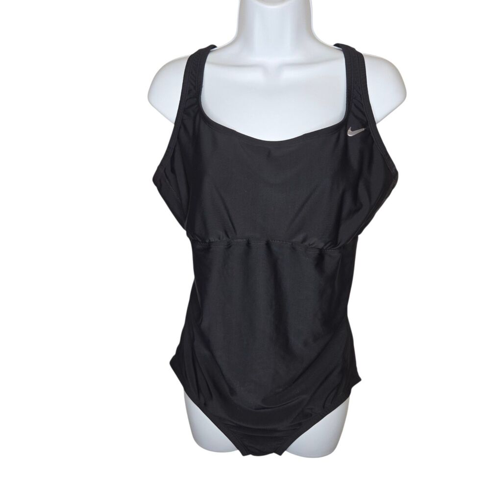 Nike Swim Women's Plus Size 1X Mesh Keyhole Back One Piece Swimsuit Black